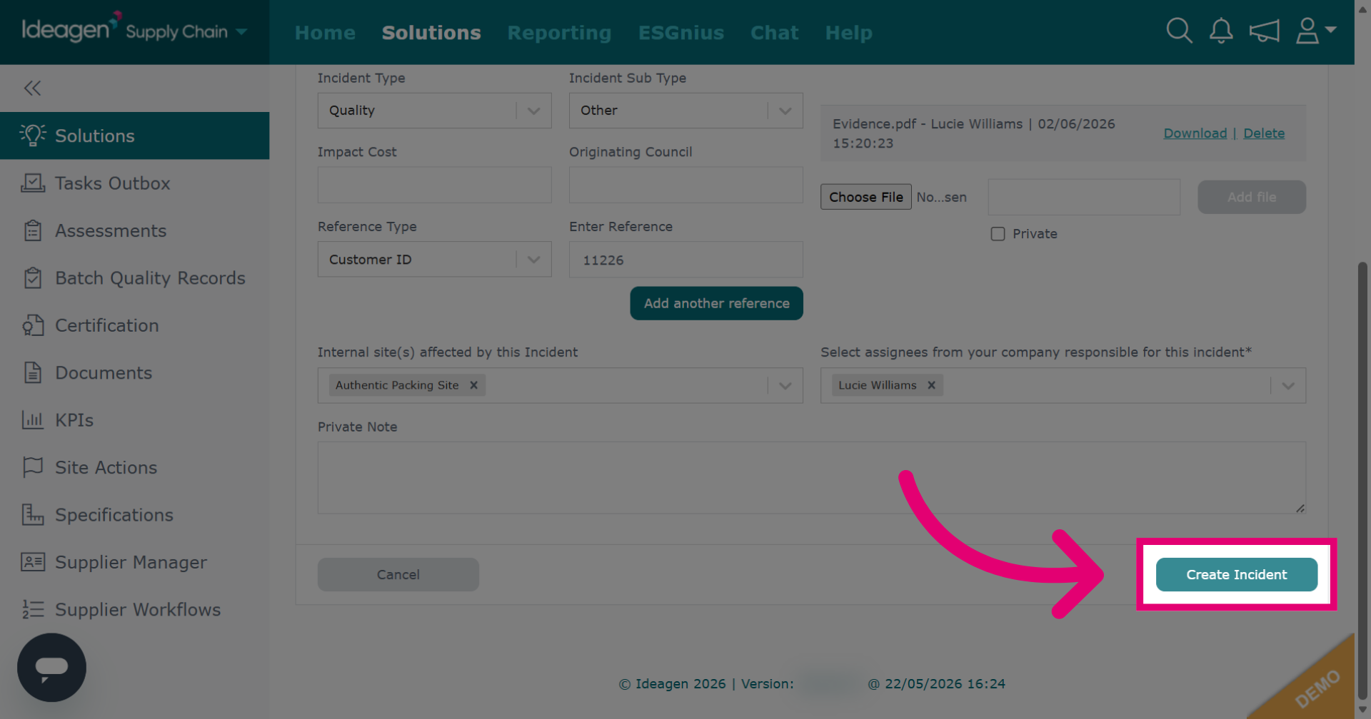 Create Incident Record