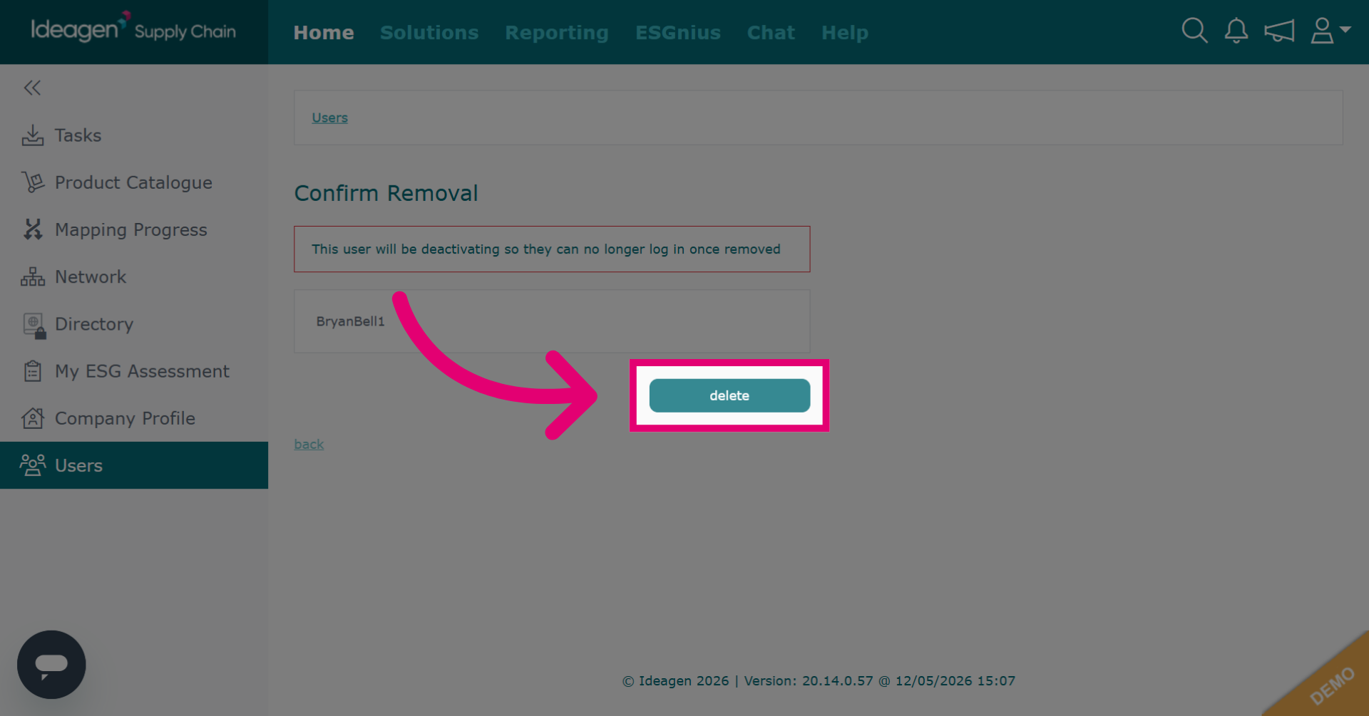 Confirm User Deletion