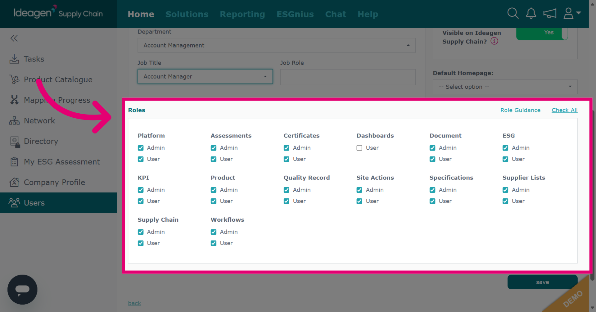 Select User Roles