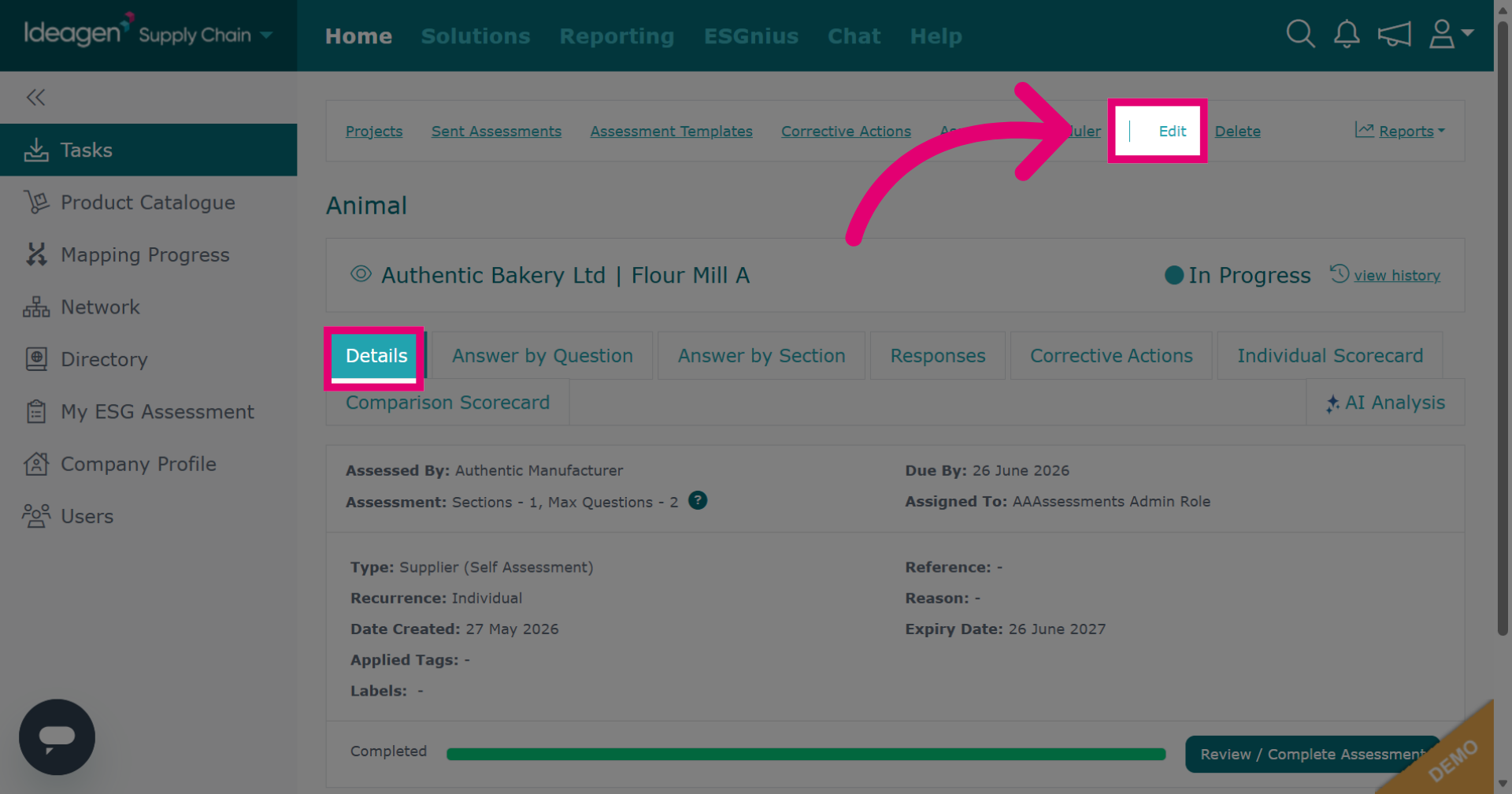 Edit Assessment Details