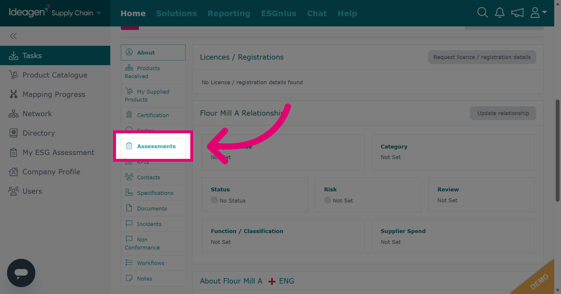 View Assessment on Supplier Profile