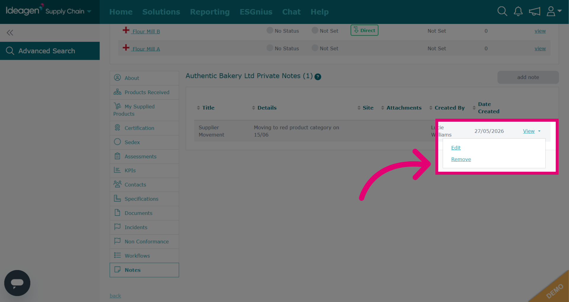 Manage private notes