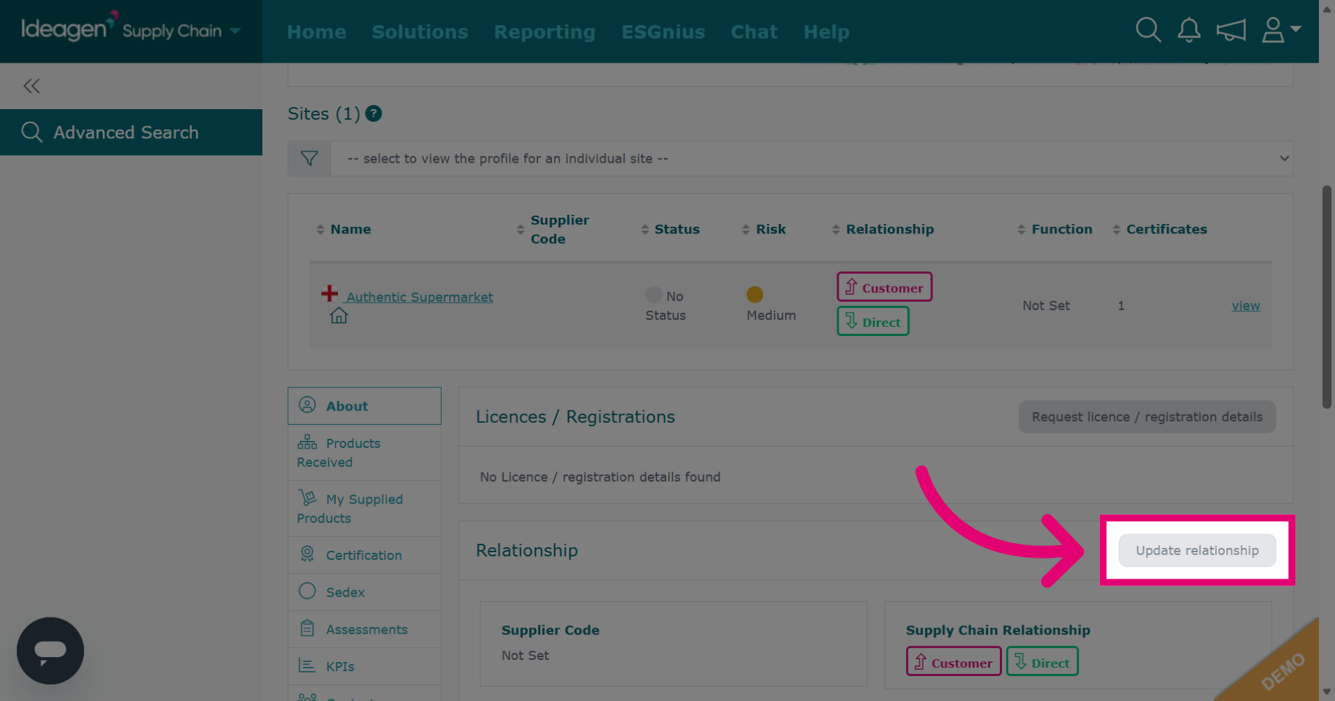 Click 'Update relationship'