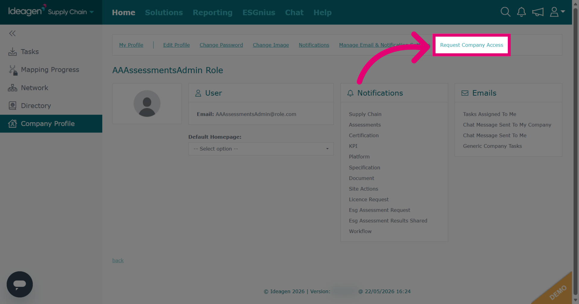 Click 'Request Company Access'