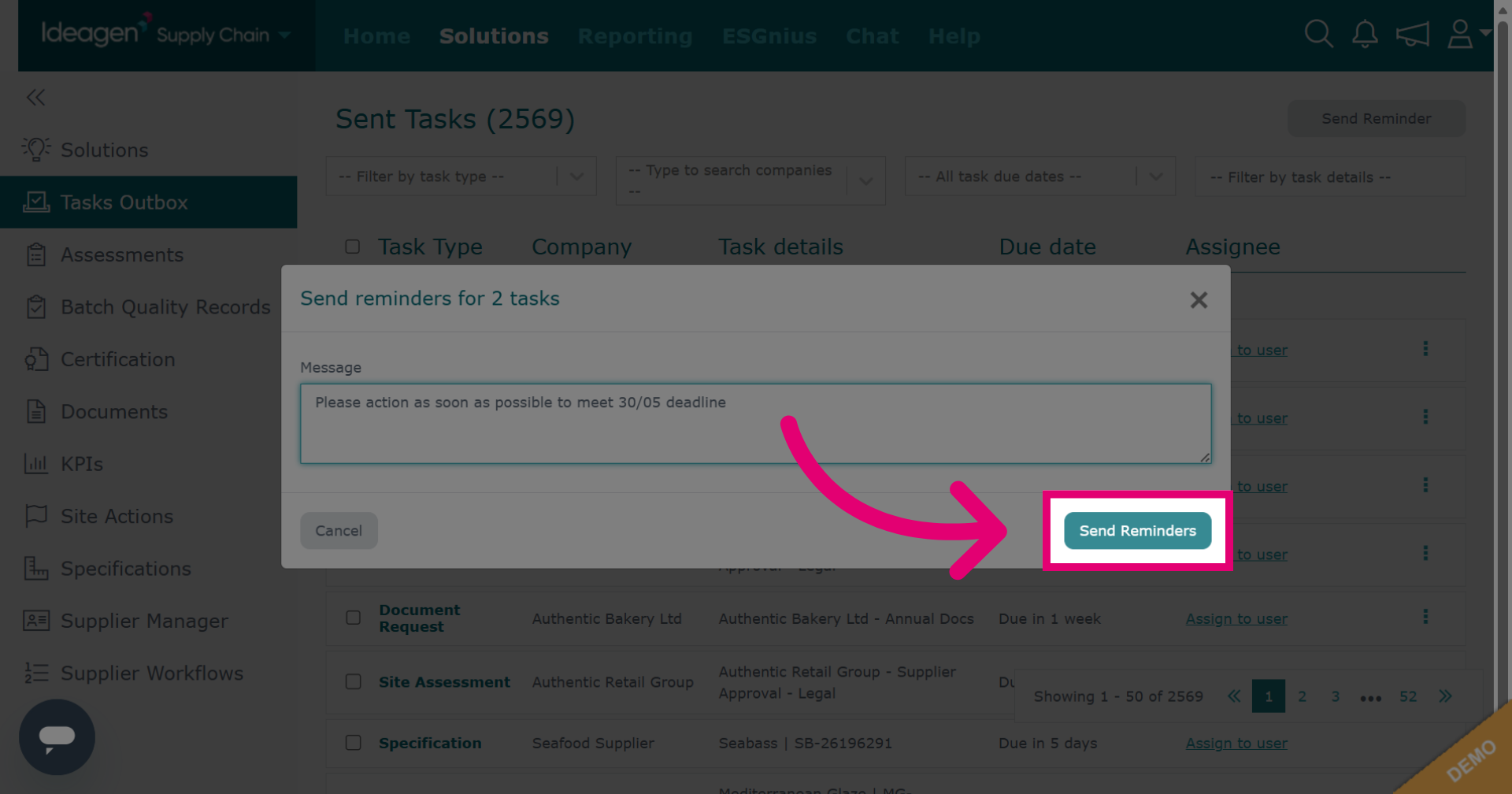 Confirm Send Reminders