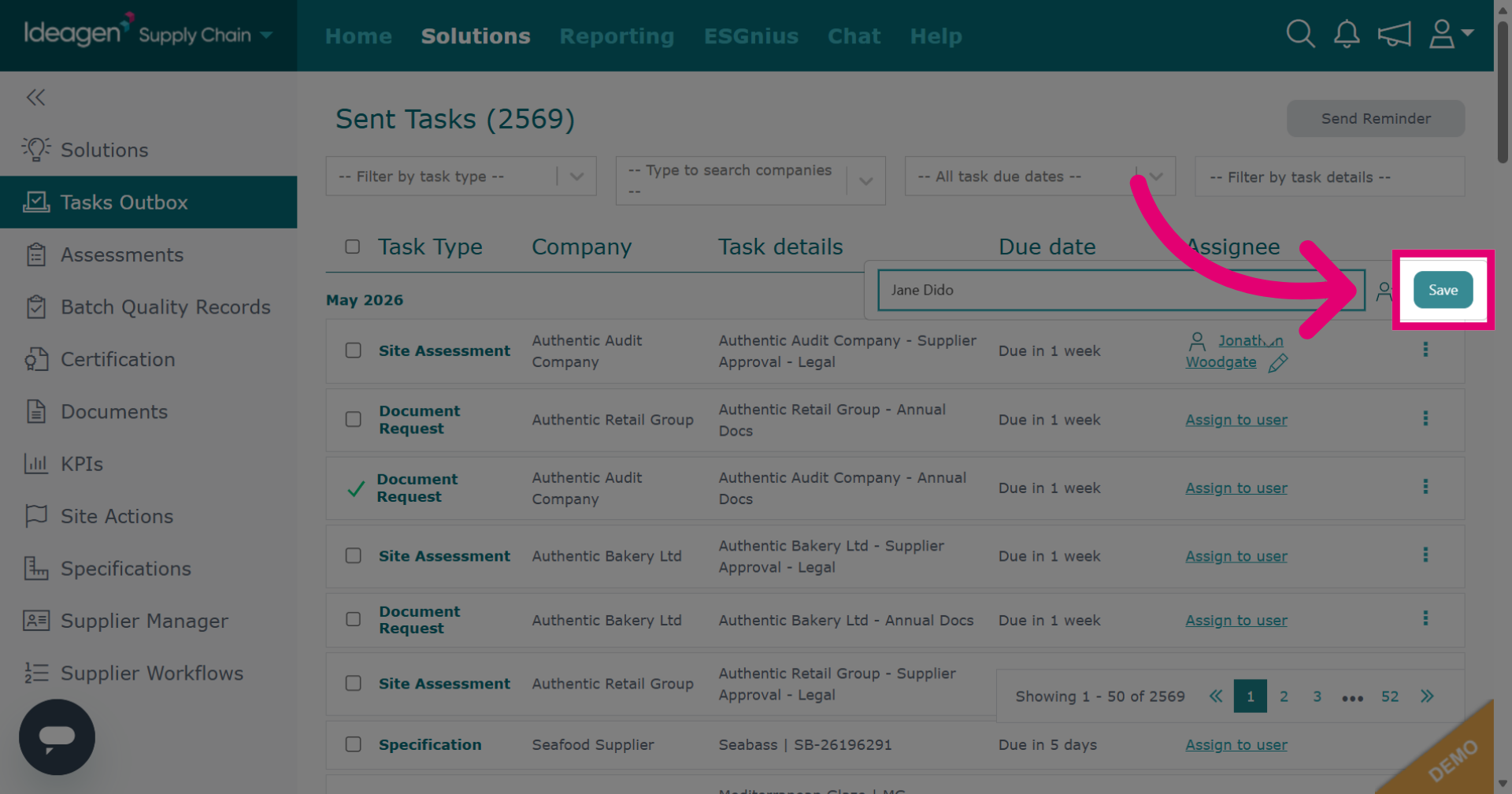 Save Assignee Changes