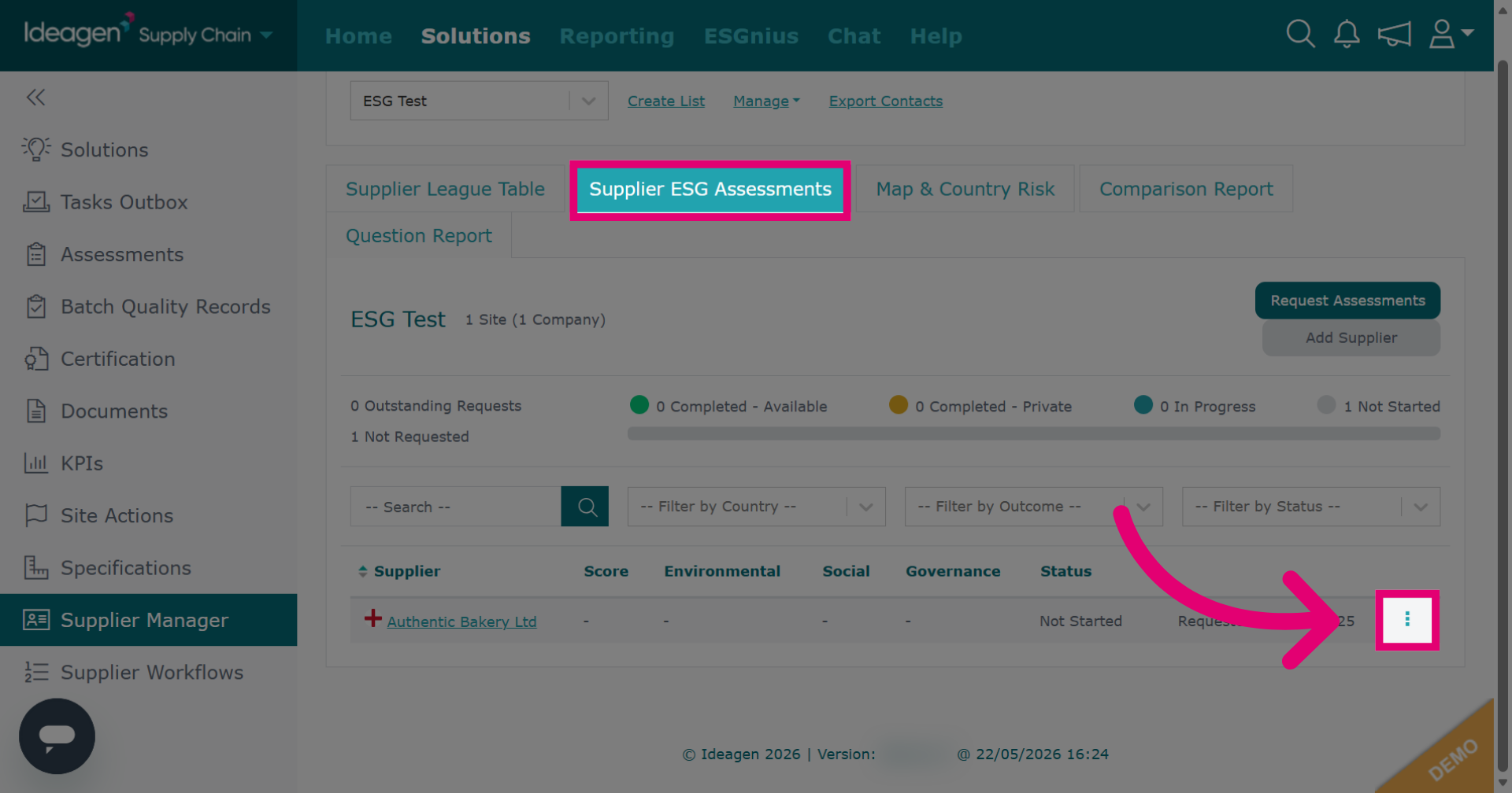 Supplier ESG Assessments - Remove Supplier