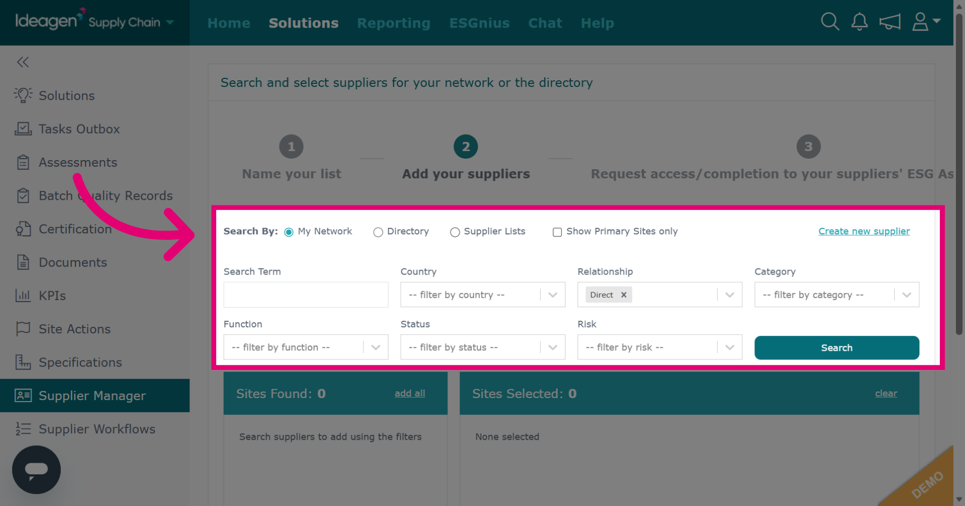 Search for Suppliers