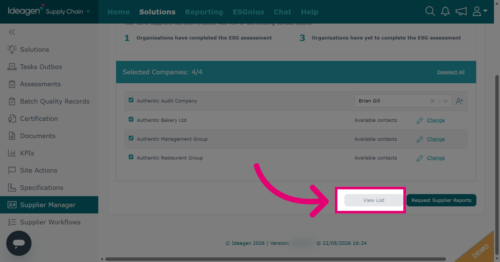 ESG Lists Only - View Created List