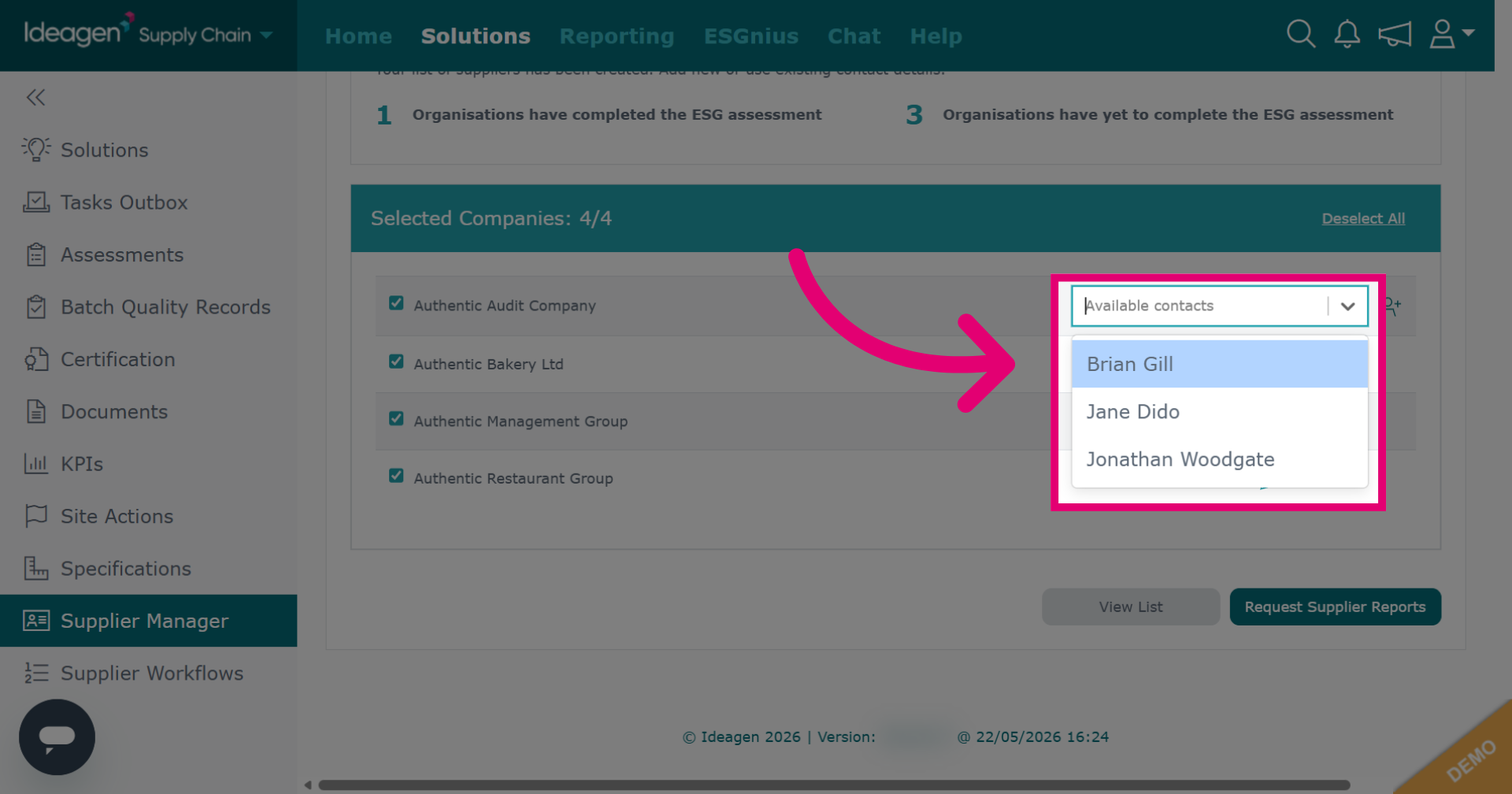 ESG Lists Only - Select User