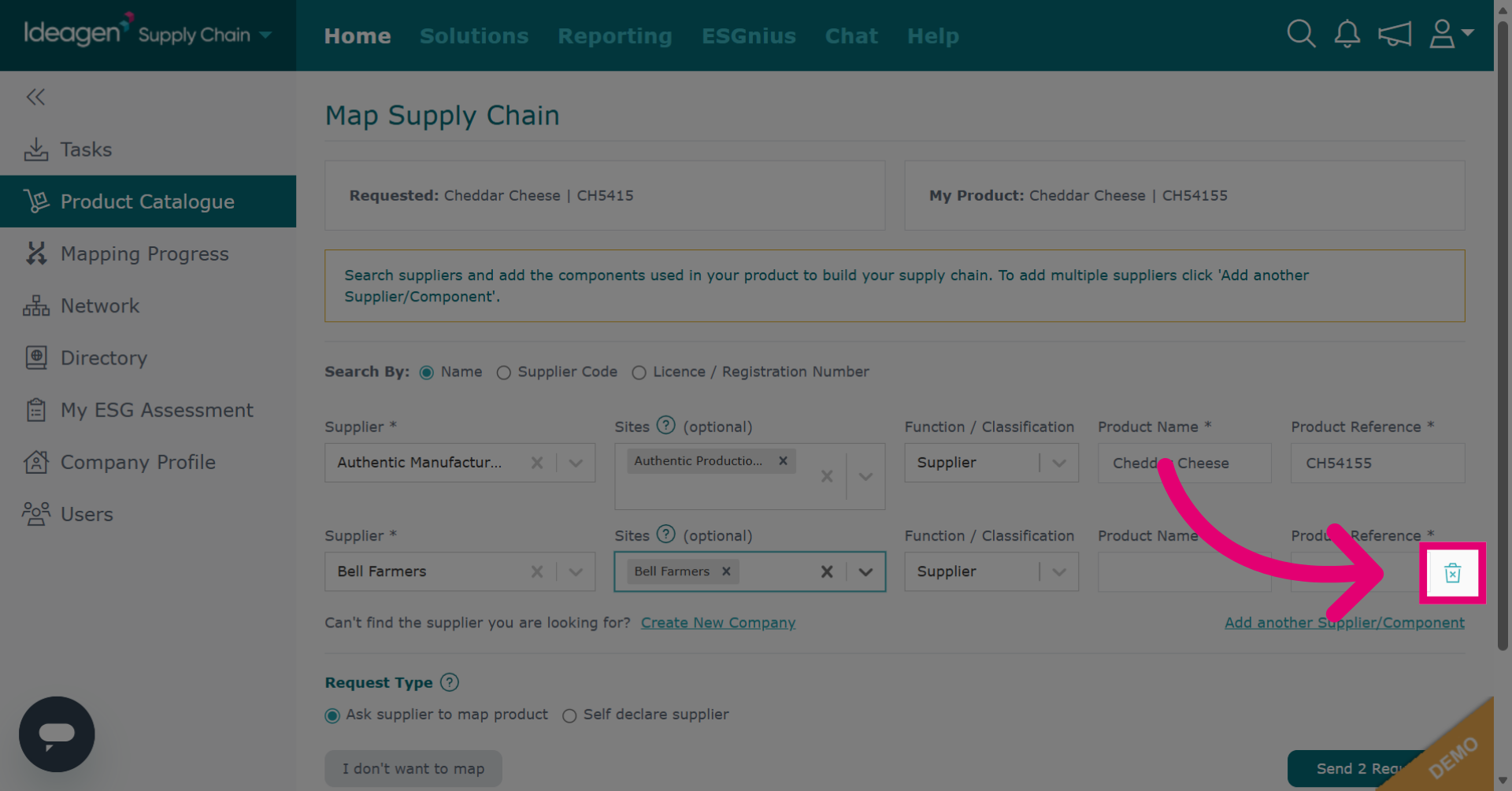 Remove a Supplier from Request