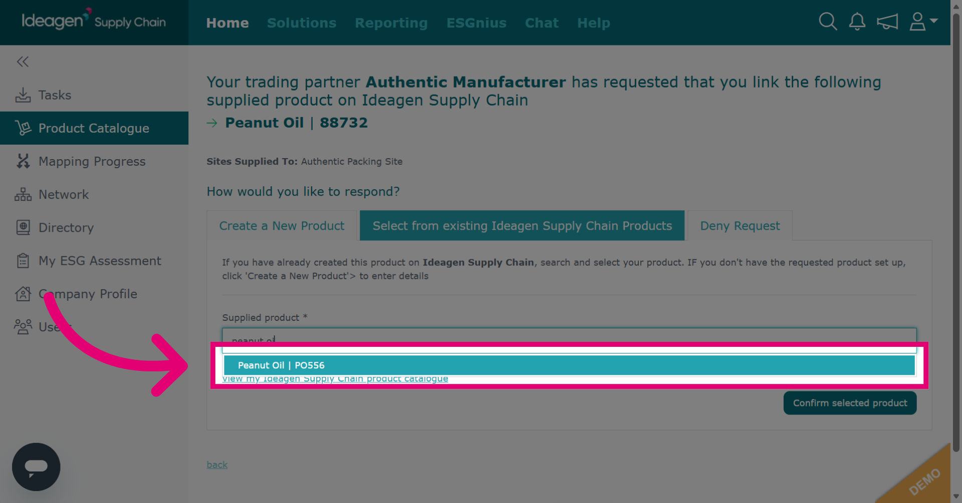 Select Product From Search