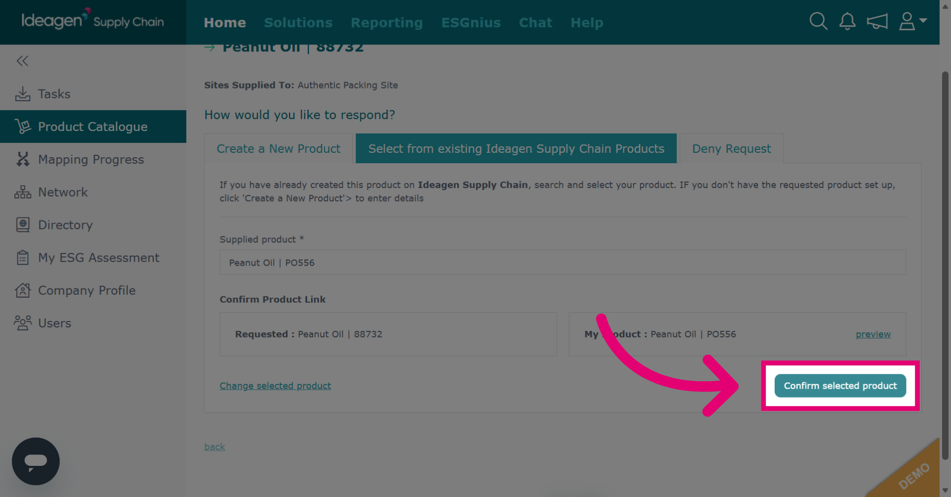 Confirm Product Selection