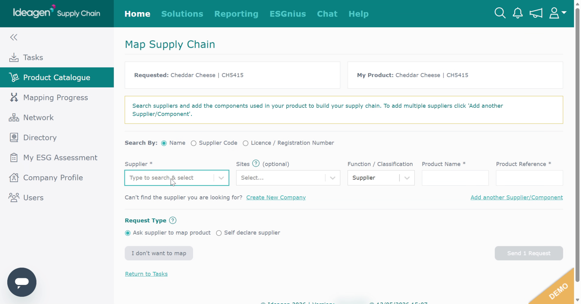 Enter Supplier Name
