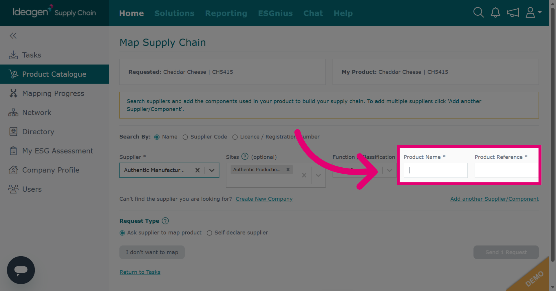 Input Product Name & Reference