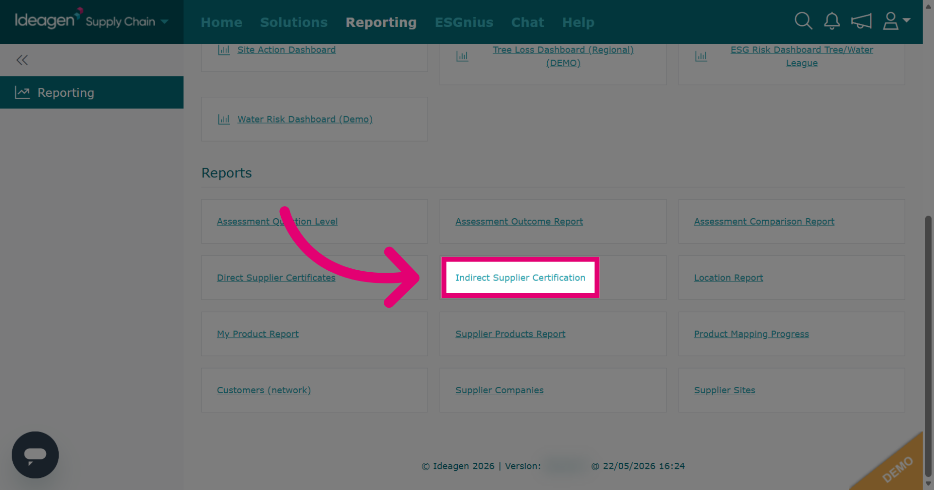 Indirect Supplier Certificates Report
