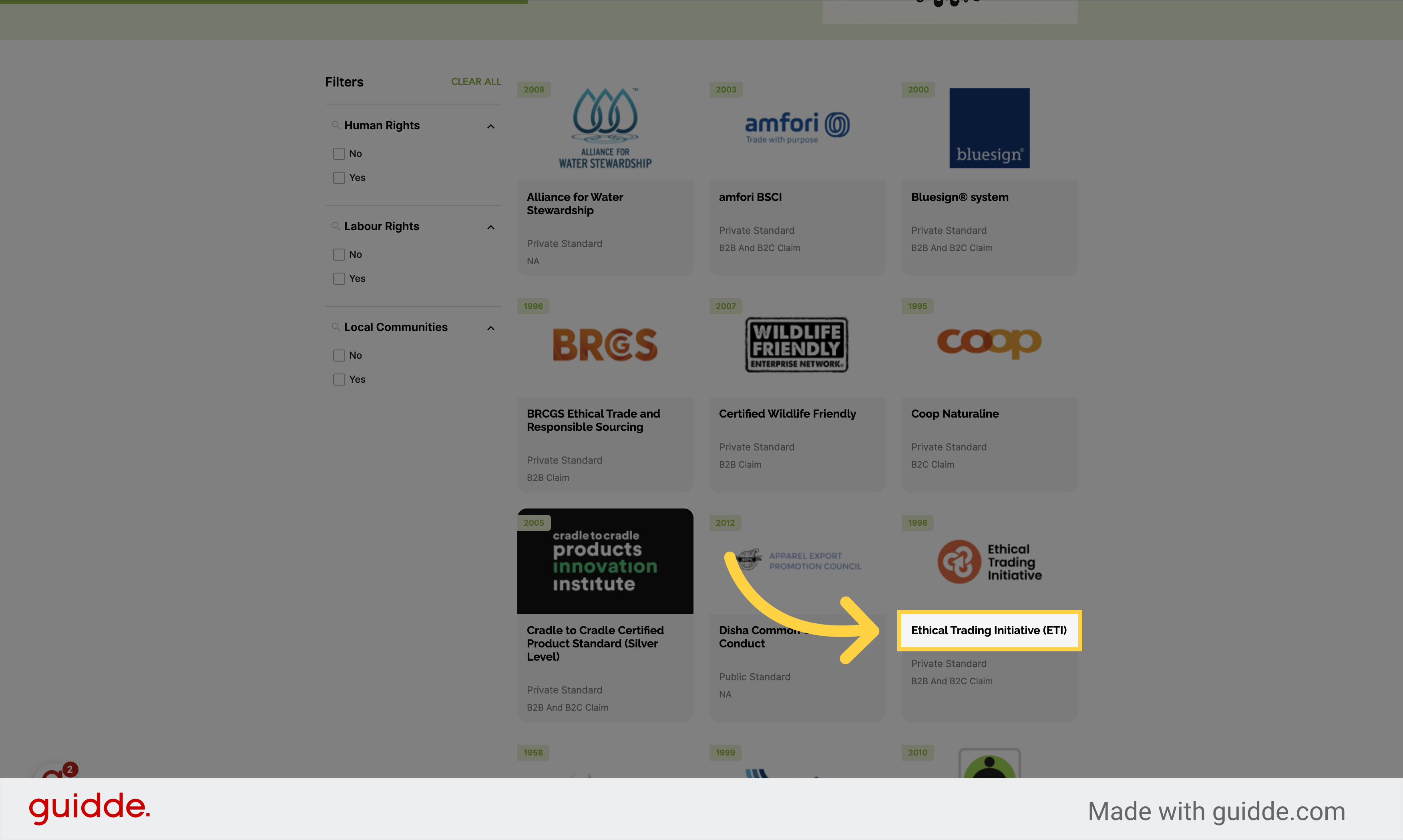 Click 'Ethical Trading Initiative (ETI)'