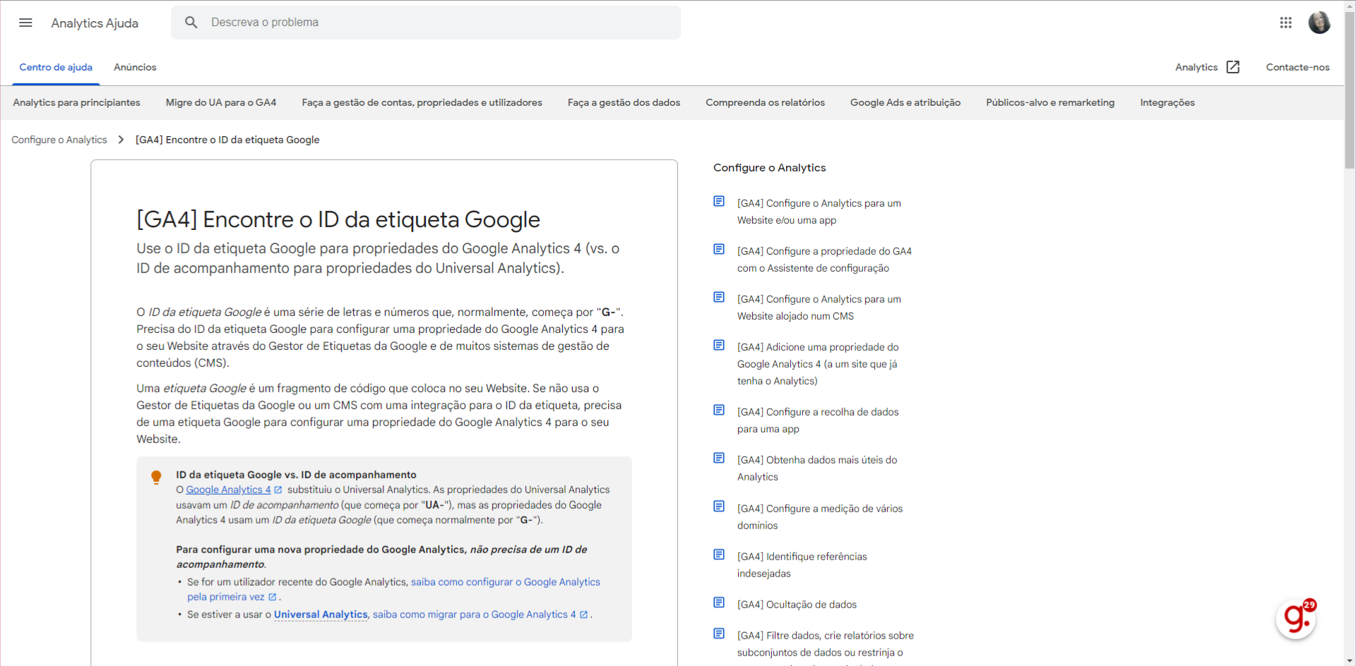 Troque para 'support.google.com'