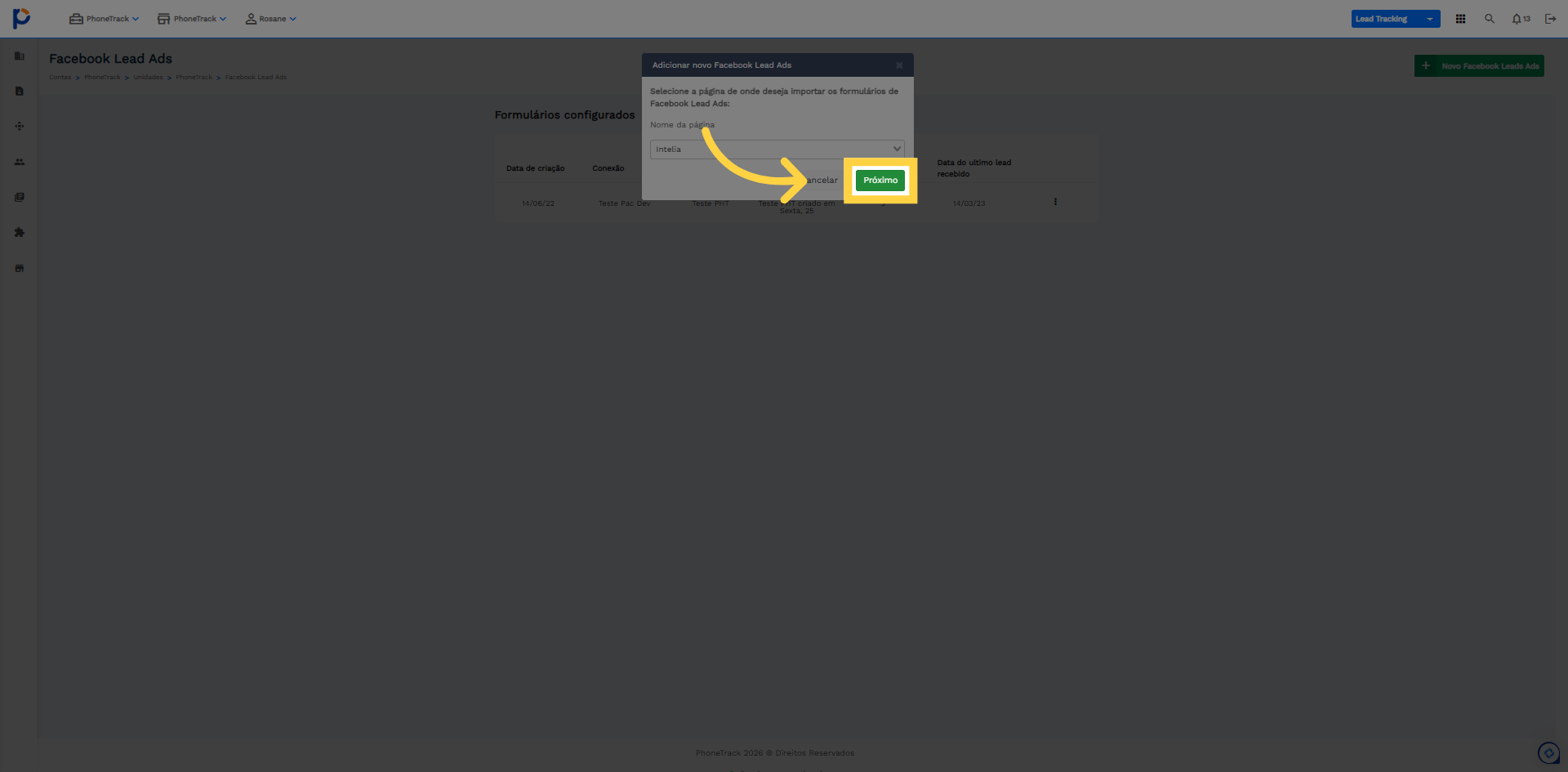 Prosseguir Configuração