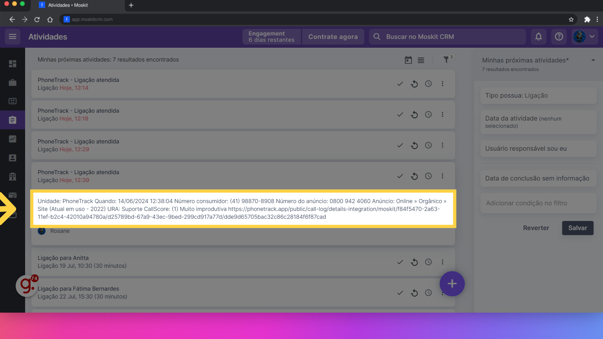 Exemplo de Ligação