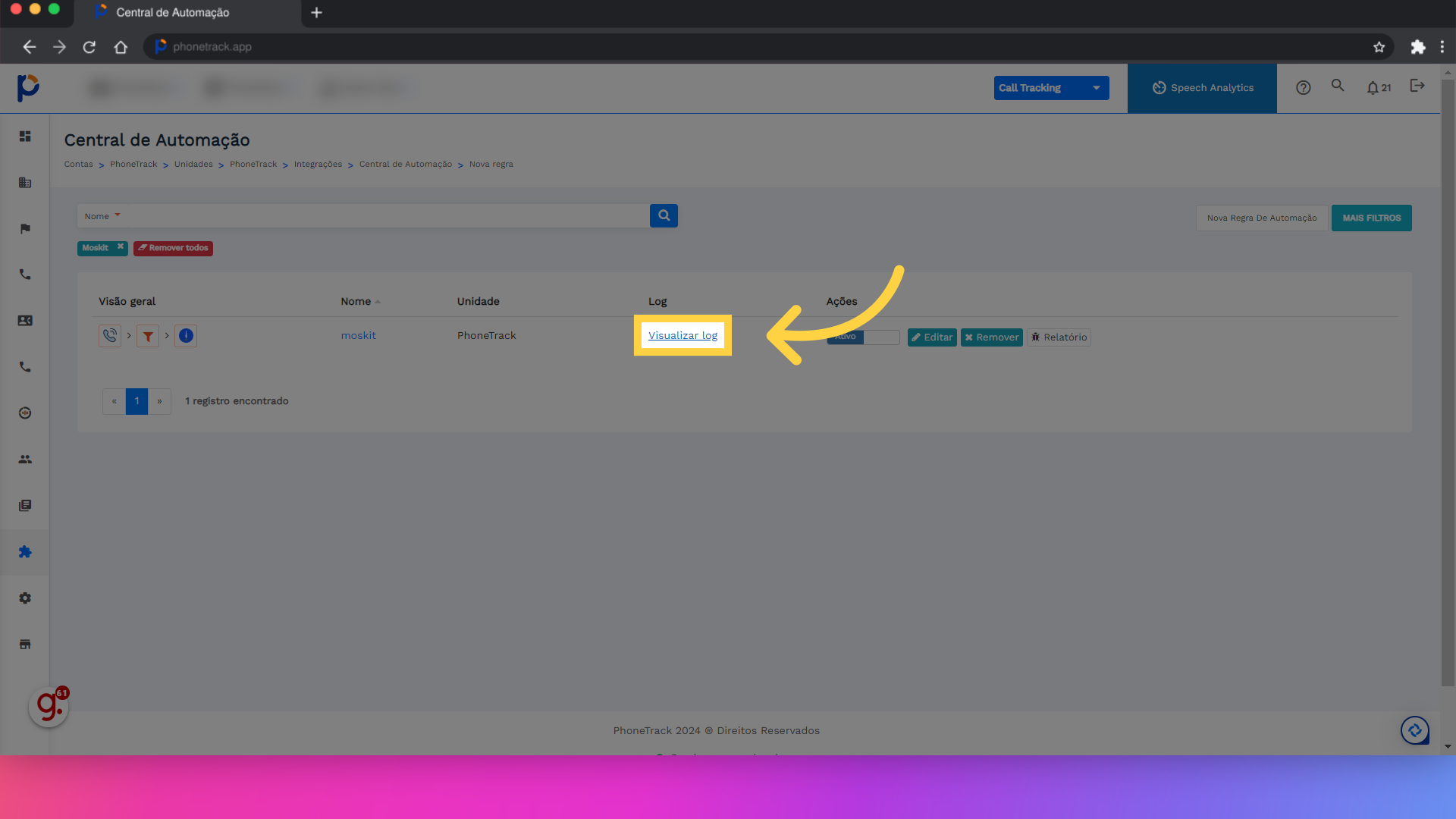 Visualizar log