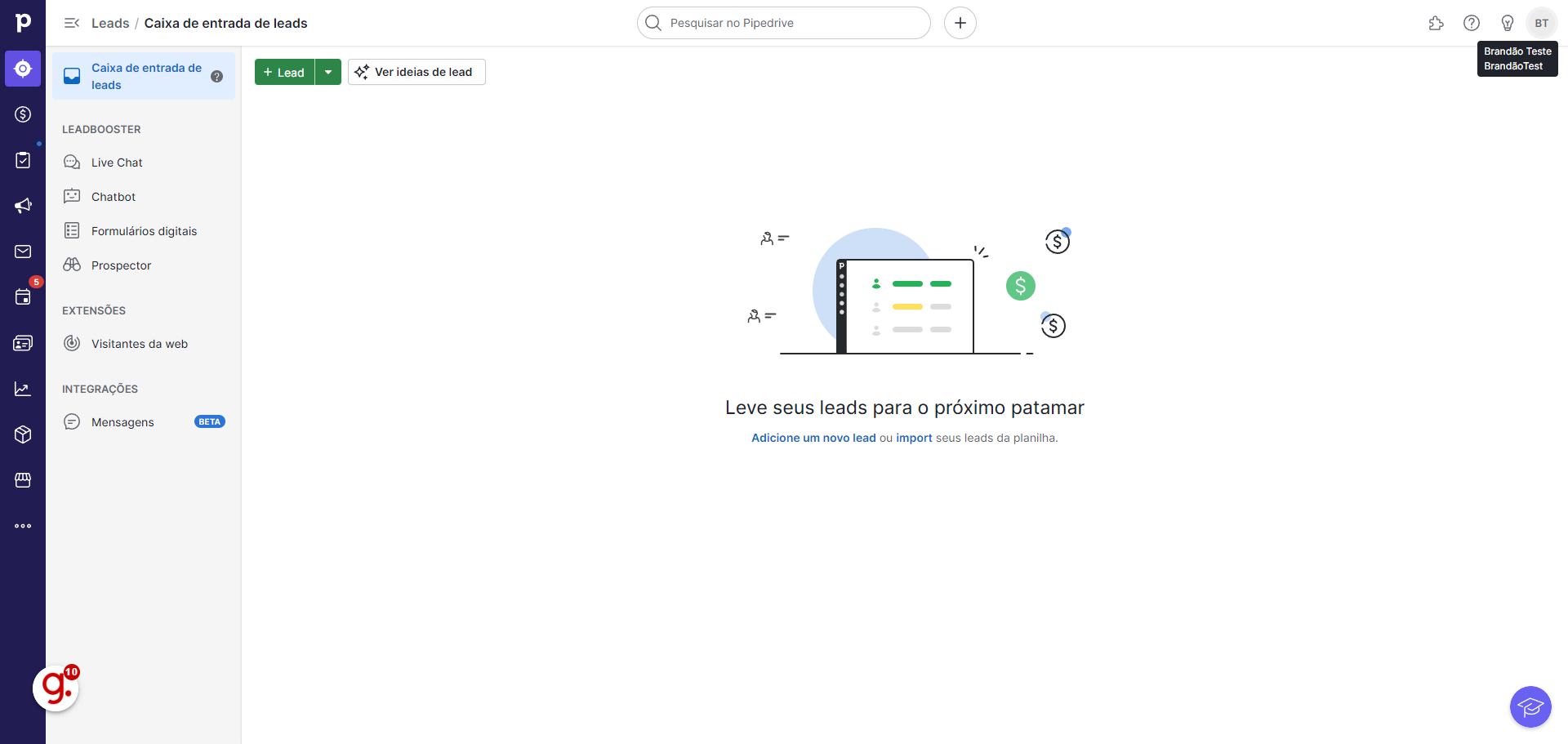 Vá no seu painel da PipeDrive