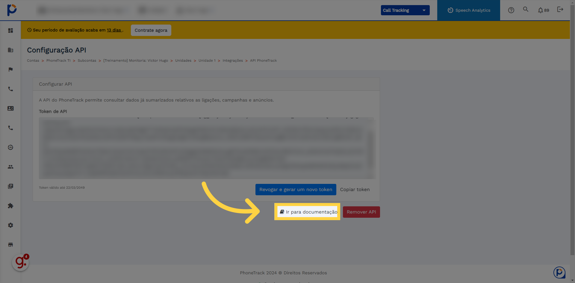 Mas se tiver alguma dúvida de como usar a nossa API, clique em 'Ir para documentação'