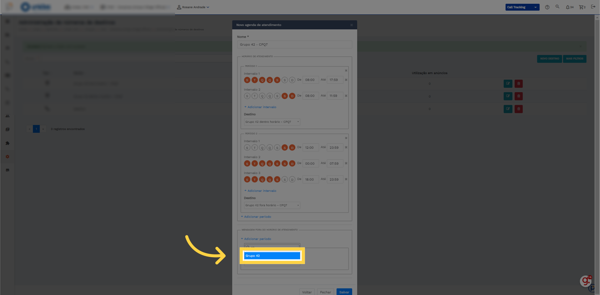 Clique aqui caso queira configurar uma mensagem