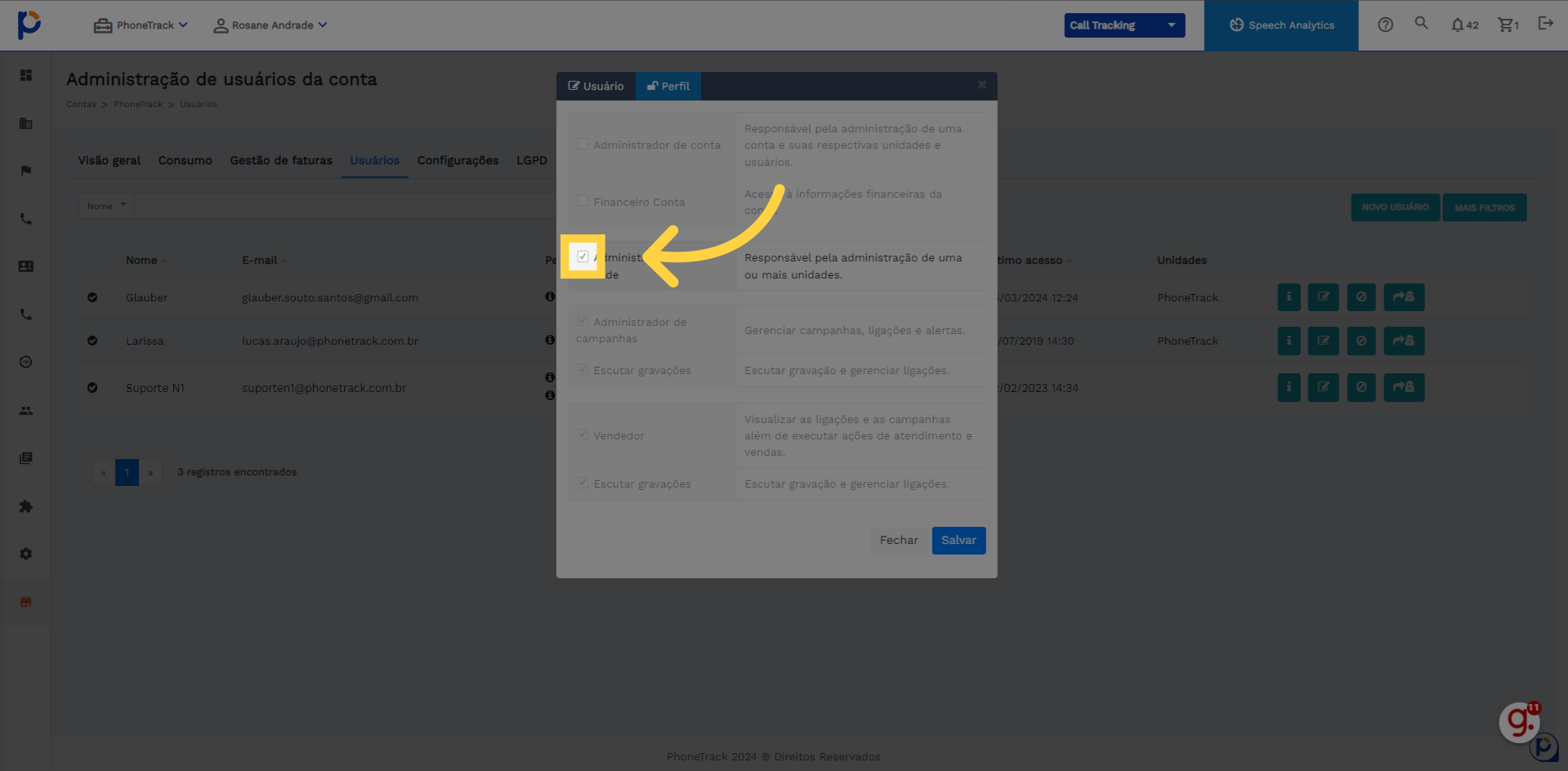 Preencher 'ROLE_ADMIN_CLIENTES'
