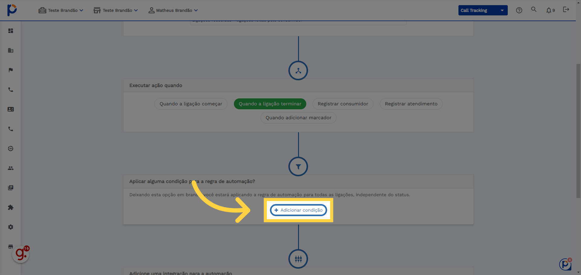 Crie aqui as regras que vão acionar sua Automação