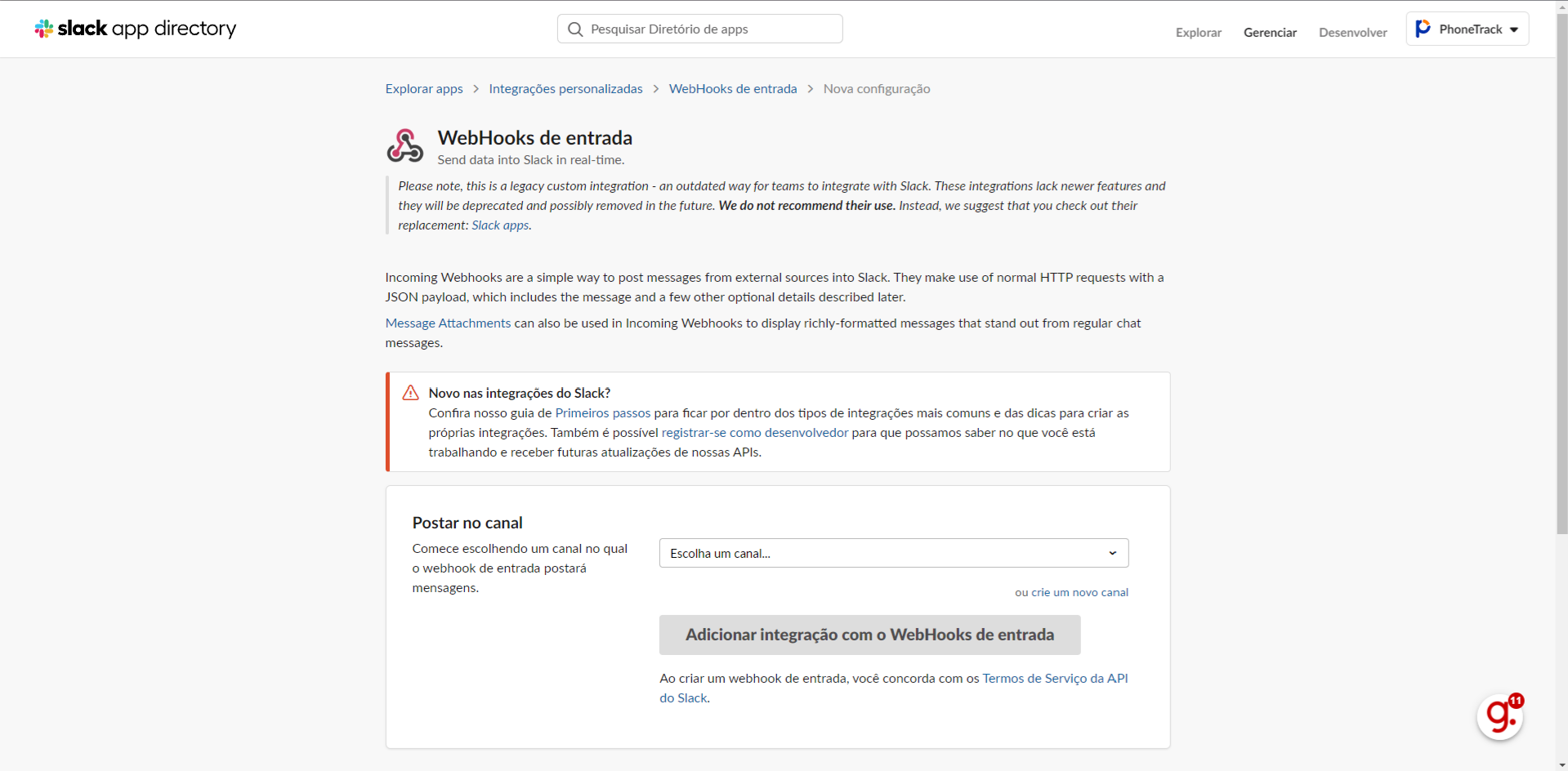 Troque para 'vinder-team.slack.com'