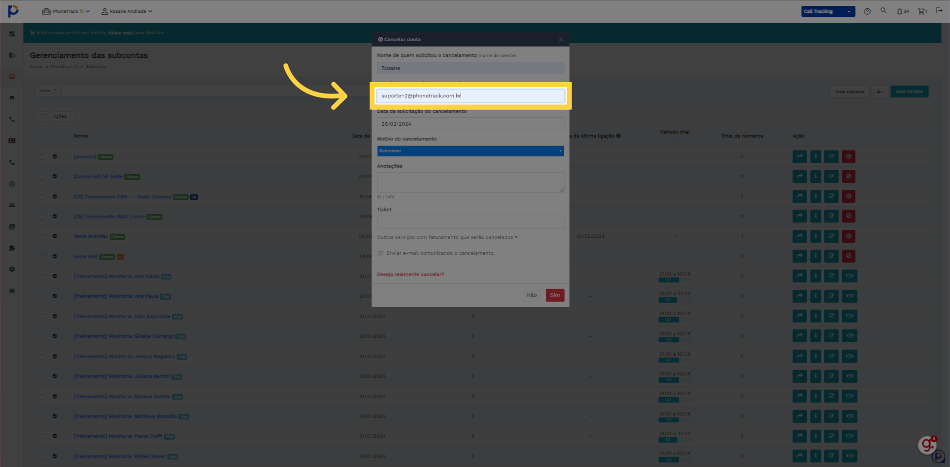 Preencha um e-mail valido