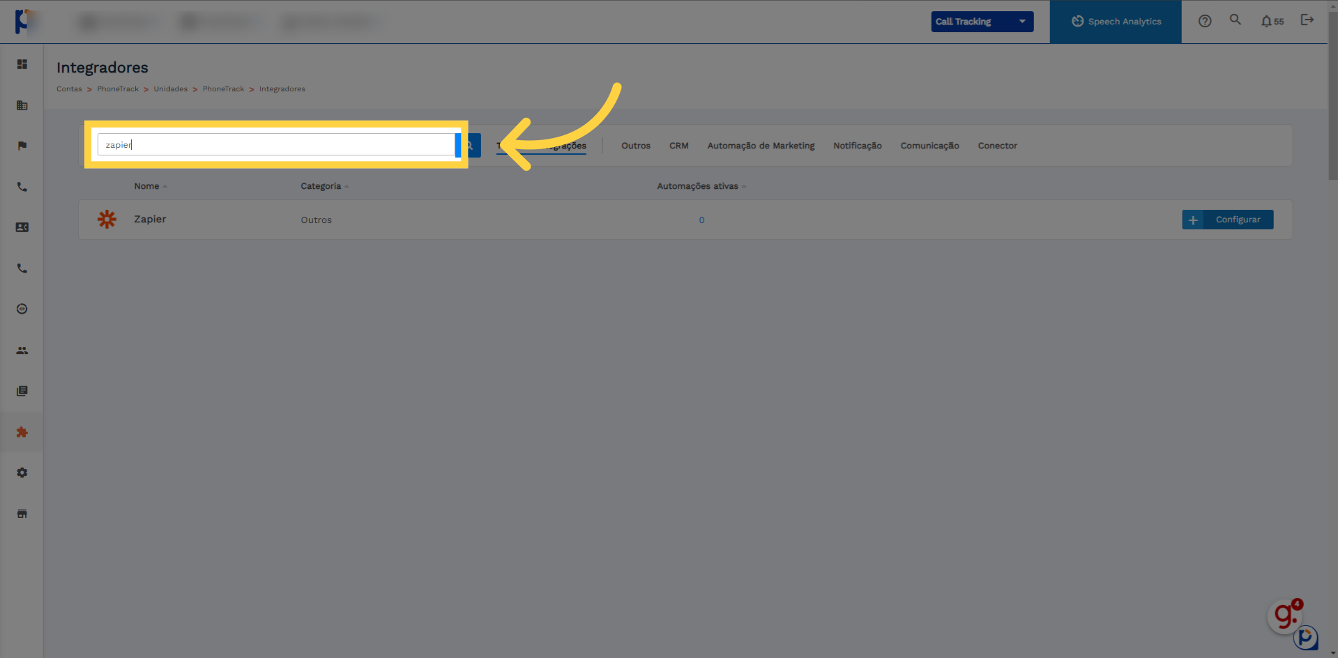 Preencha com nome 'zapier'