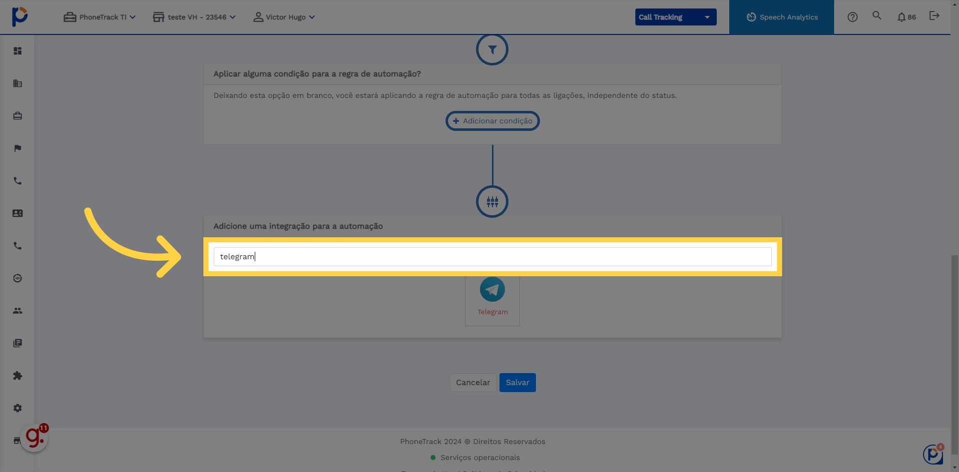 Procure pelo telegram