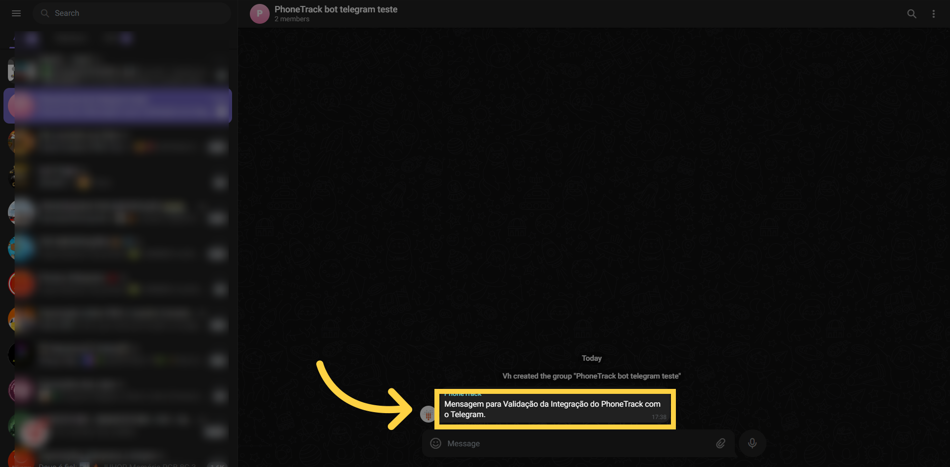Suas notificações do telegram foram ativadas com sucesso