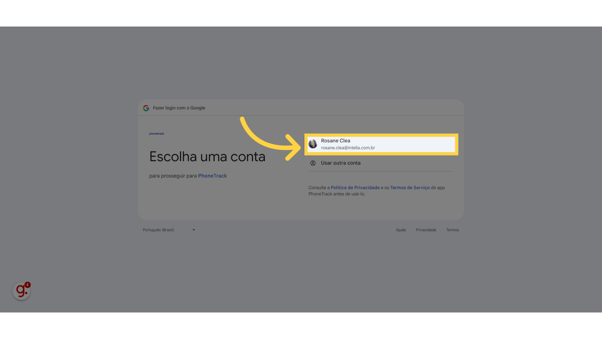 Clique 'rosane.clea@intelia.com.br'