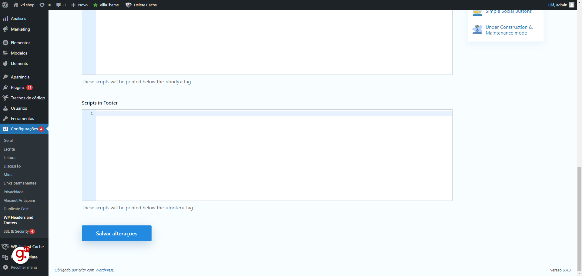 Volte pro Admin do seu Wordpress: