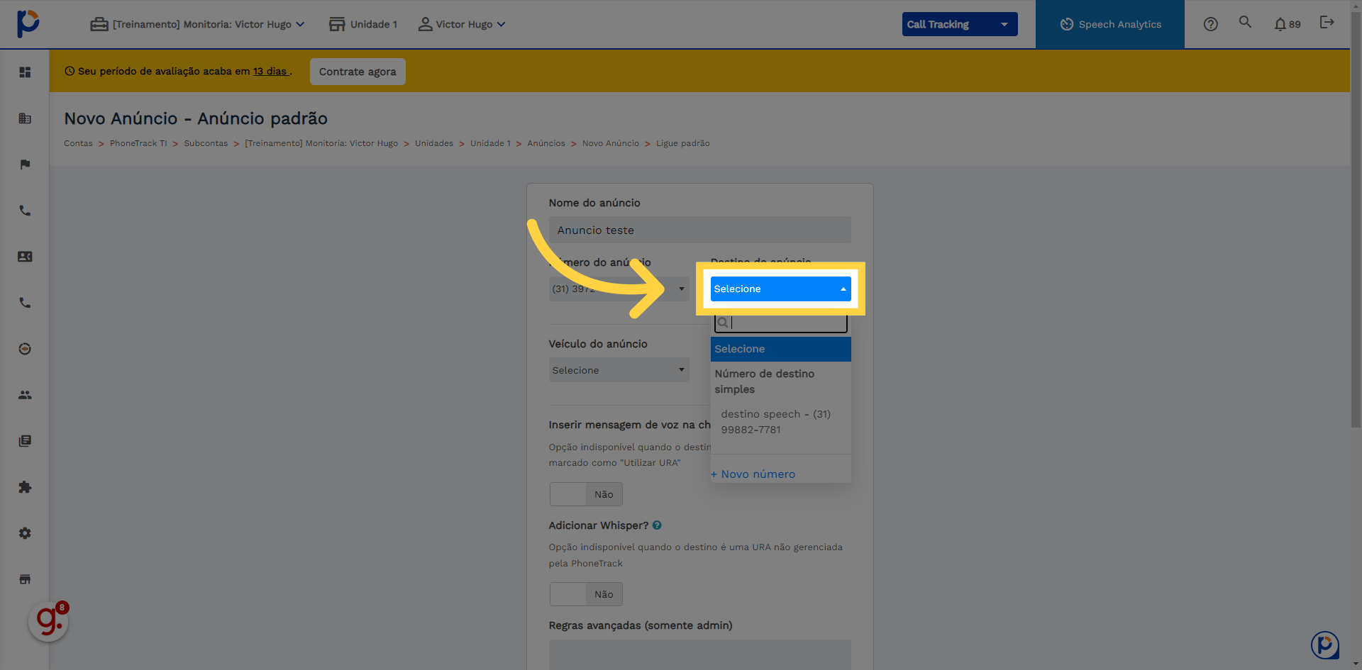 Agora cadastre seu destino ou selecione  um já existente