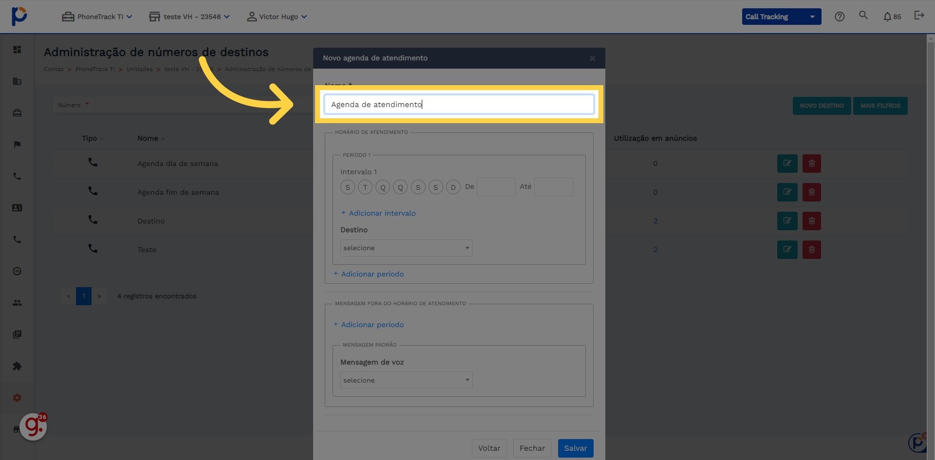 De um nome para sua agenda de atendimento