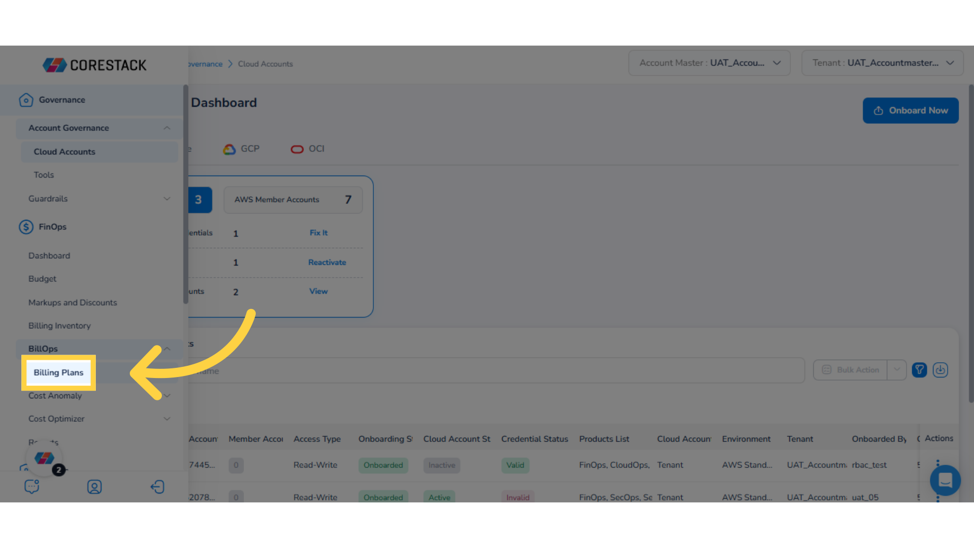 Select 'Billing Plans'