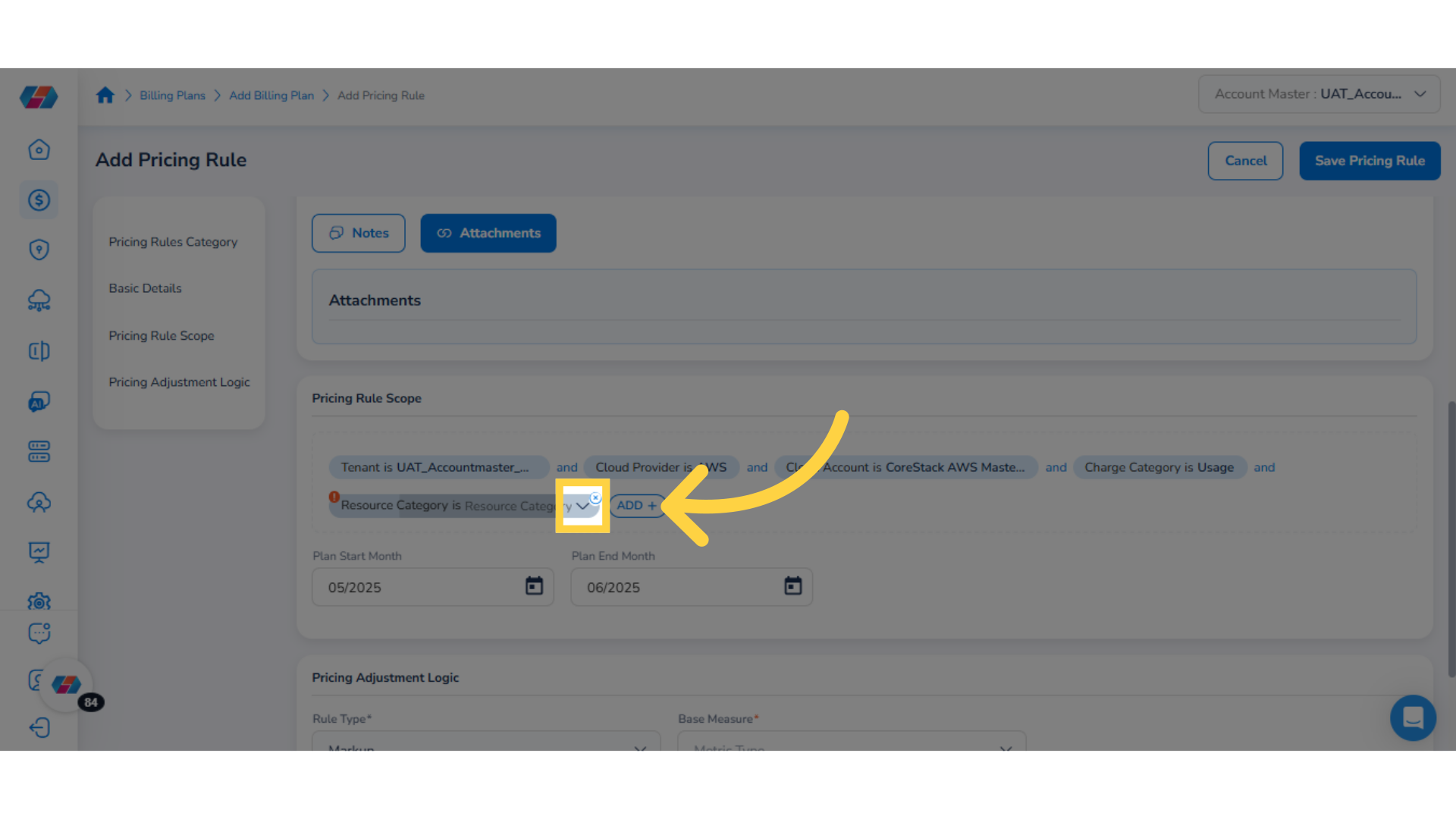 Click drop-down and Select Options for the Filter