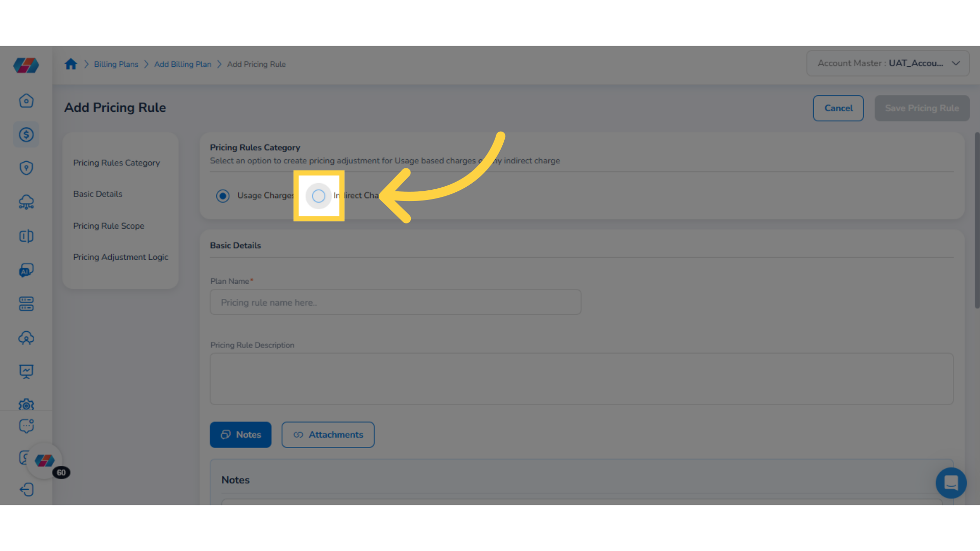 Select a Pricing Rule Category
