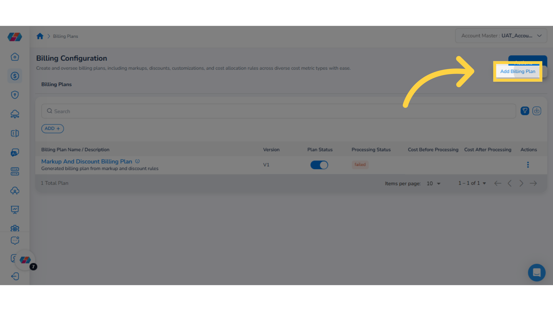 Click 'Add Billing Plan'