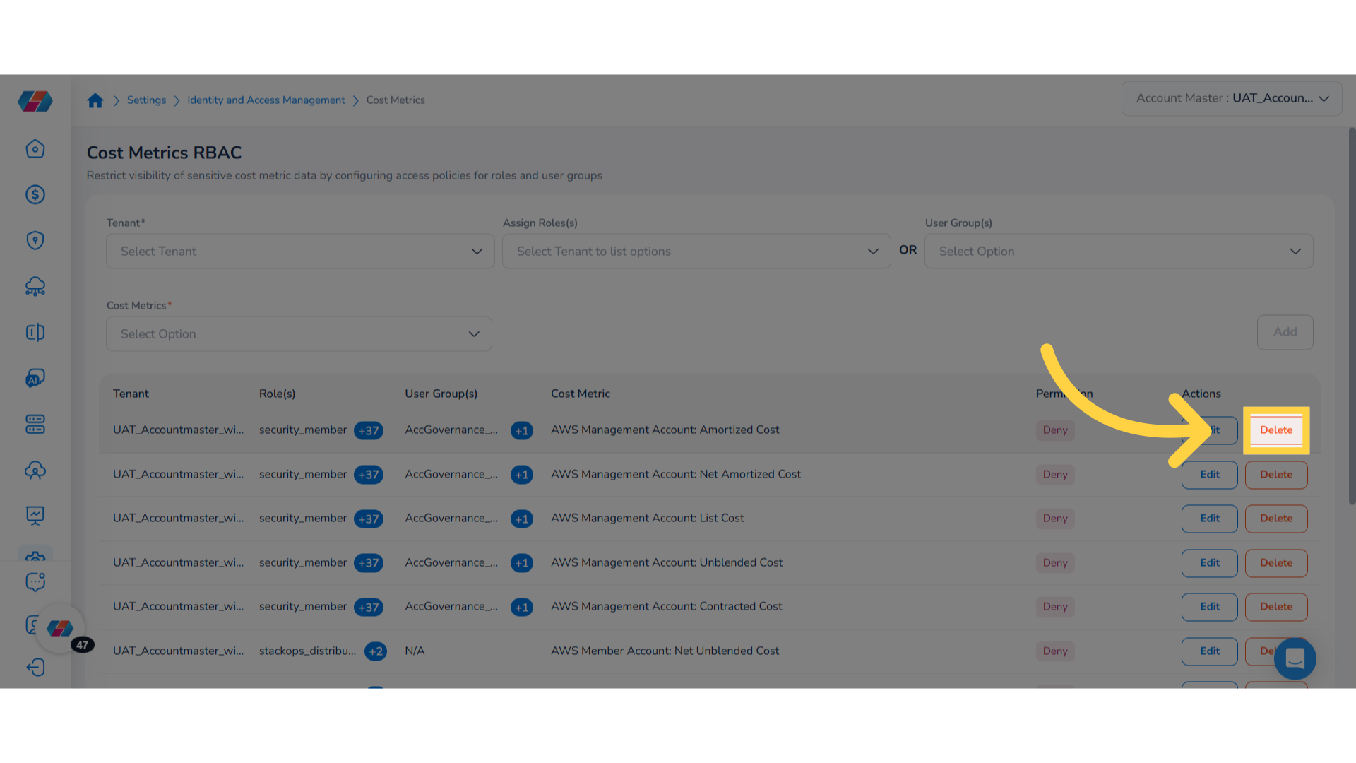 Remove Metric Configuration