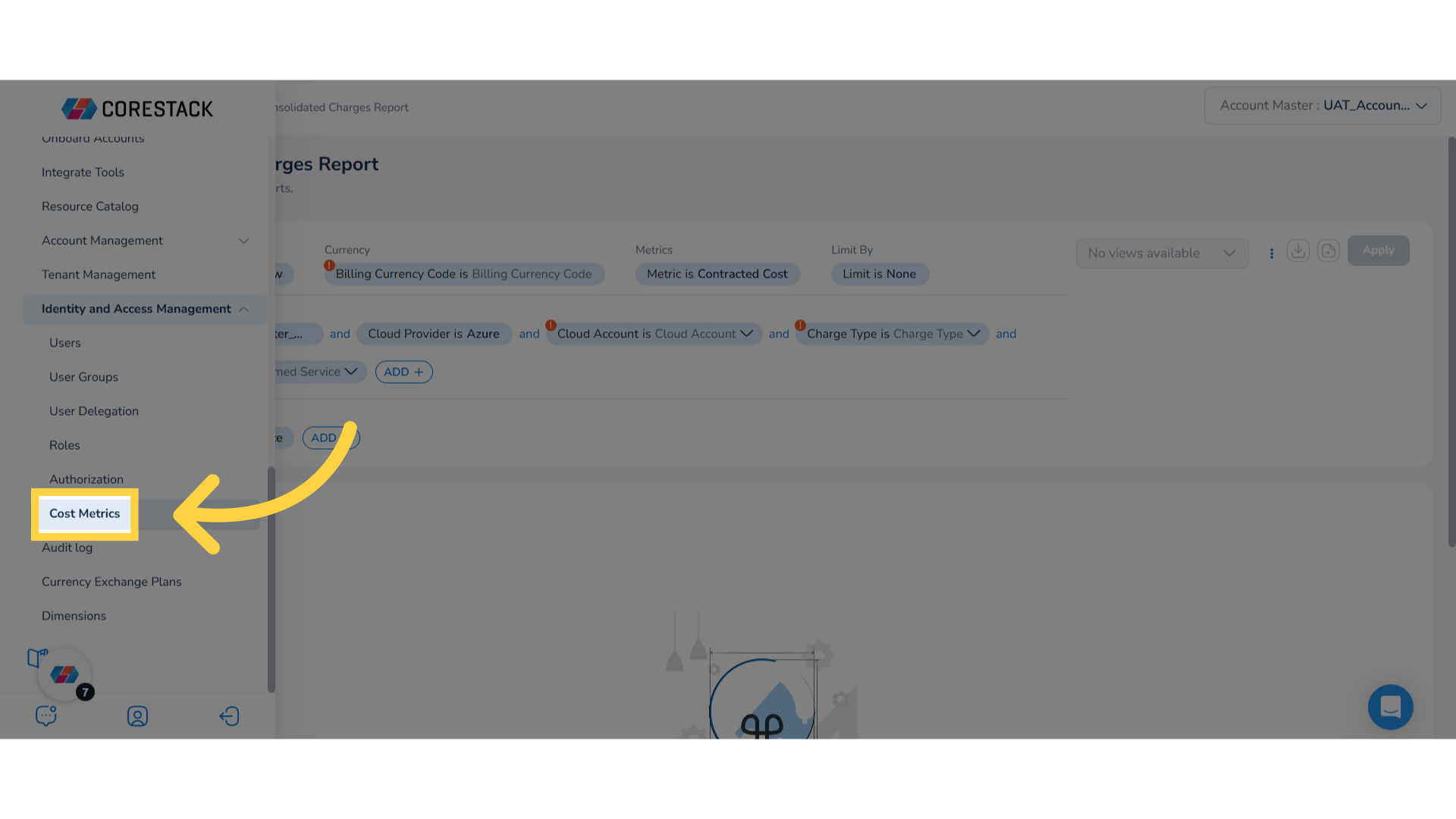 Select 'Cost Metrics' in the Menu