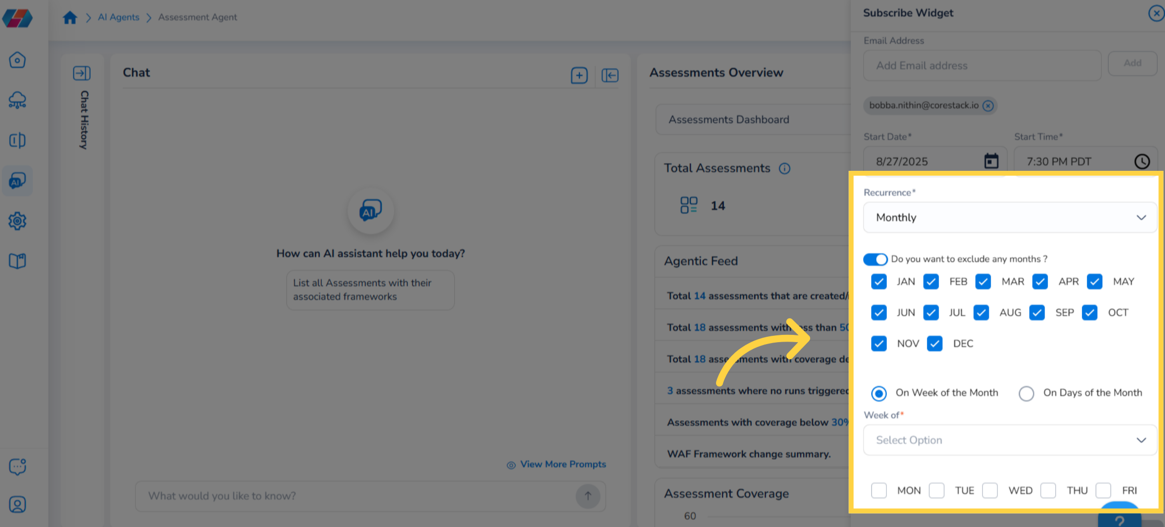 Select Recurrence as Monthly - On Week of the Month