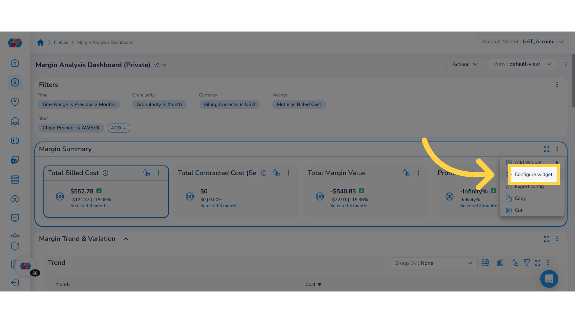Select 'Configure Widget'