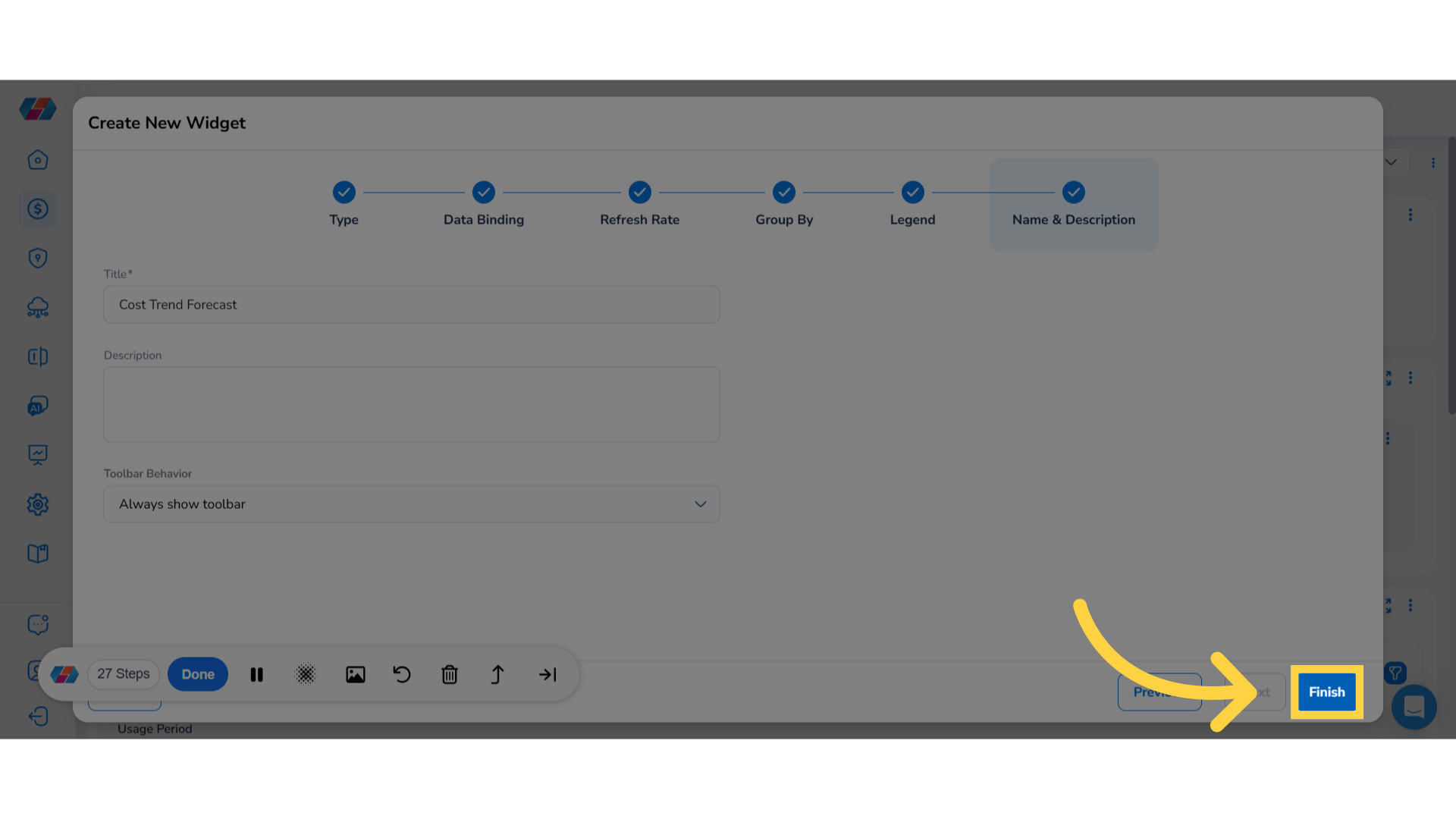 Add details in 'Name & Description' tab.