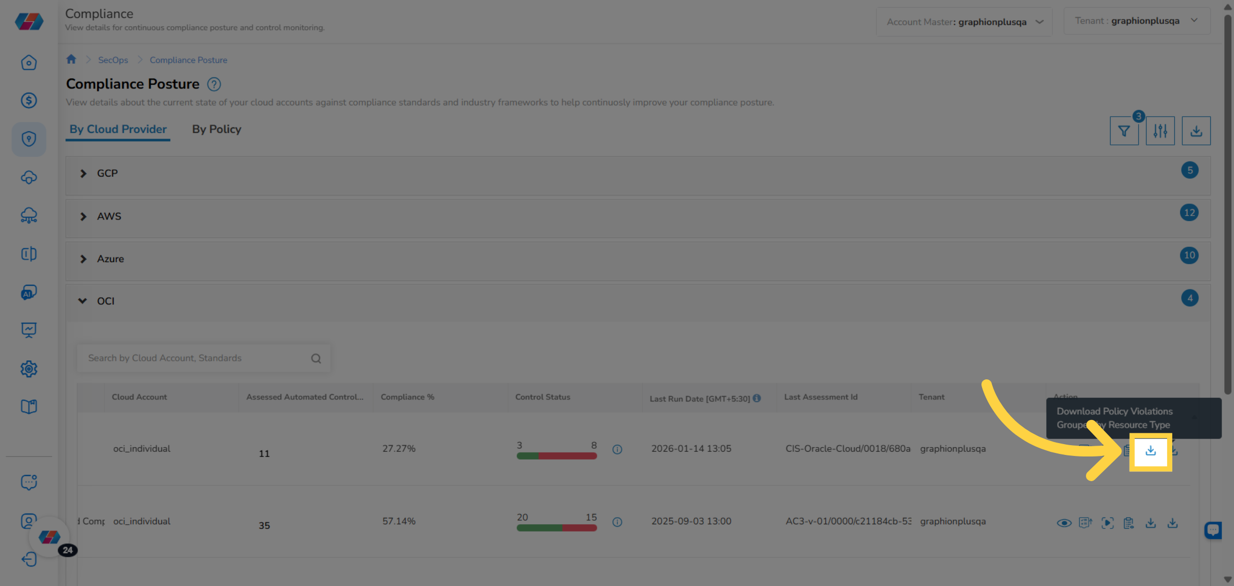 Download Policy Violations Summary