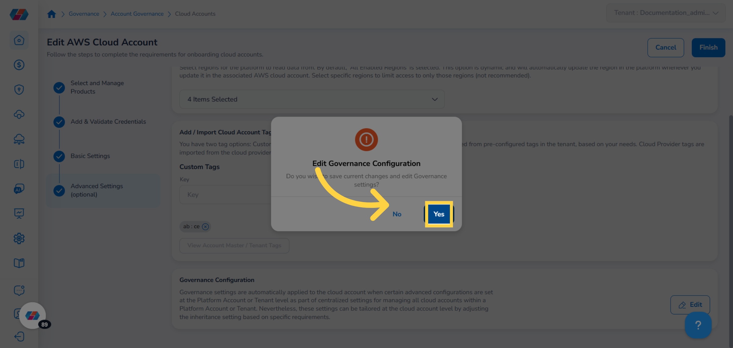 Edit Governance Configuration